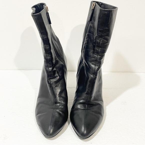 Gucci Size 38/8 246688 Black Soft Leather Zip Up Heeled Ankle Boots - Picture 2 of 11